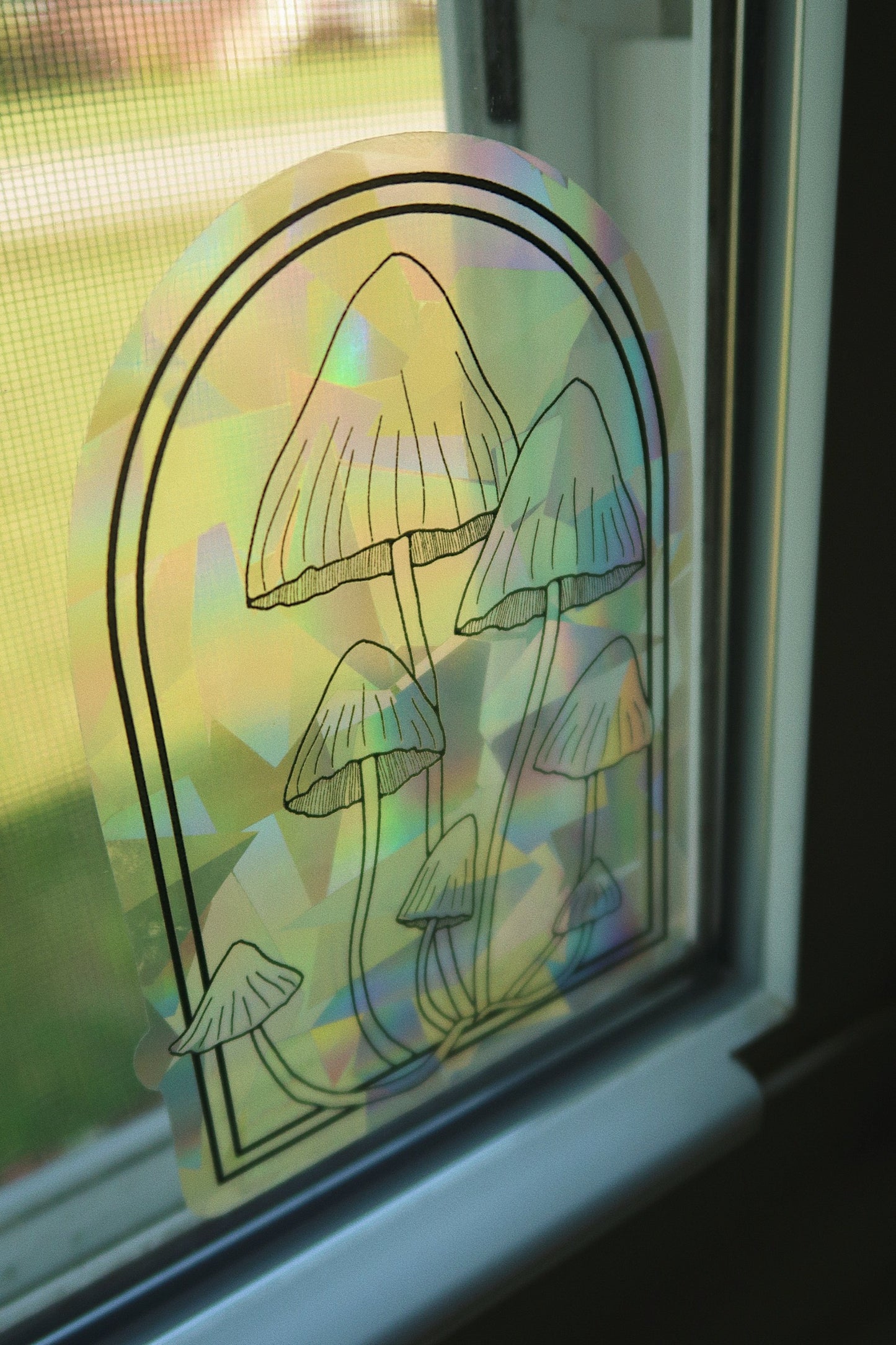 Mushroom Suncatcher Sticker: Clustered Bonnets