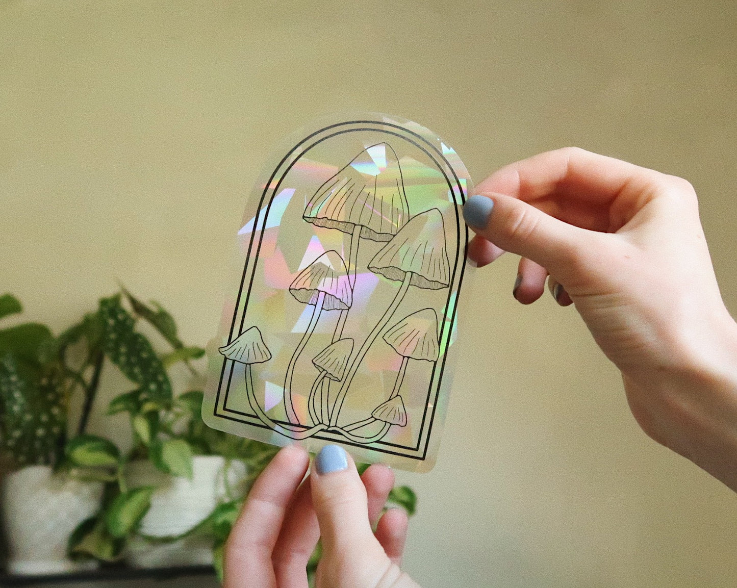 Mushroom Suncatcher Sticker: Clustered Bonnets