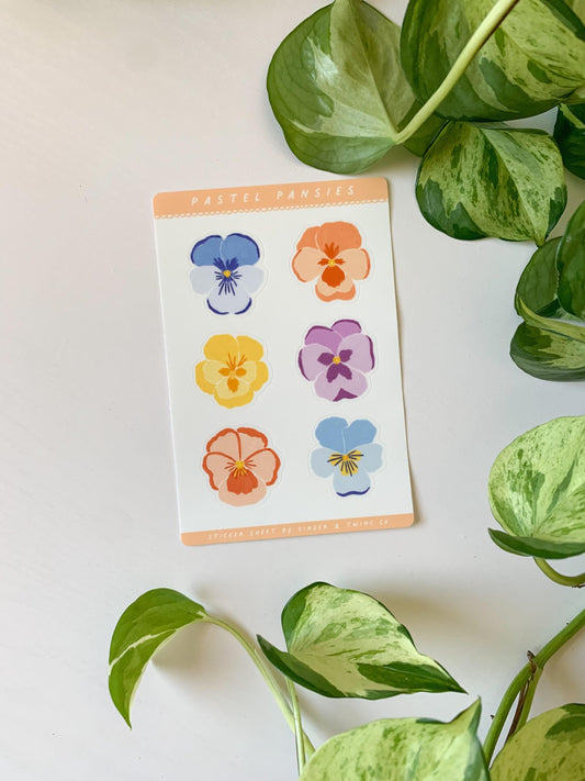 Pastel Pansies Sticker Sheet