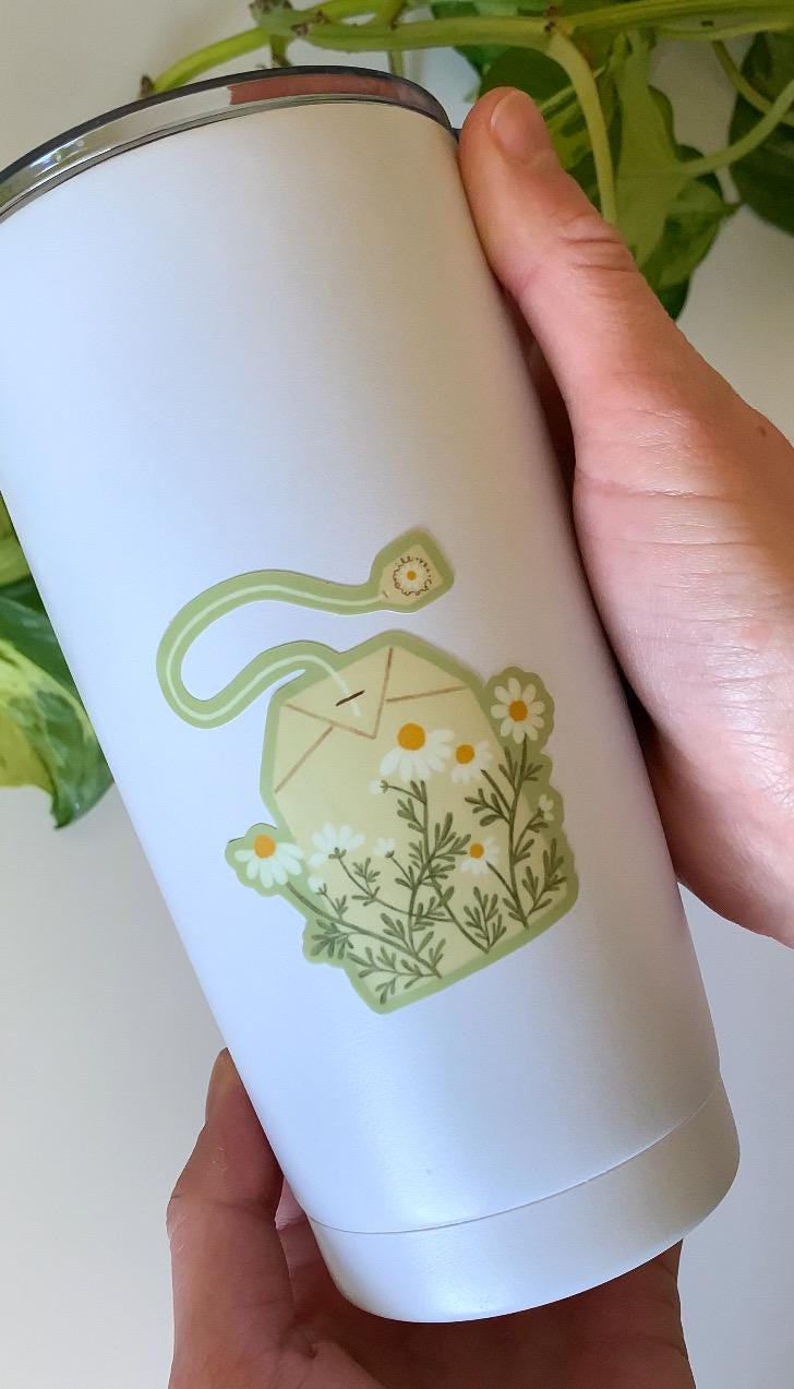 Floral Chamomile Tea Bag Sticker