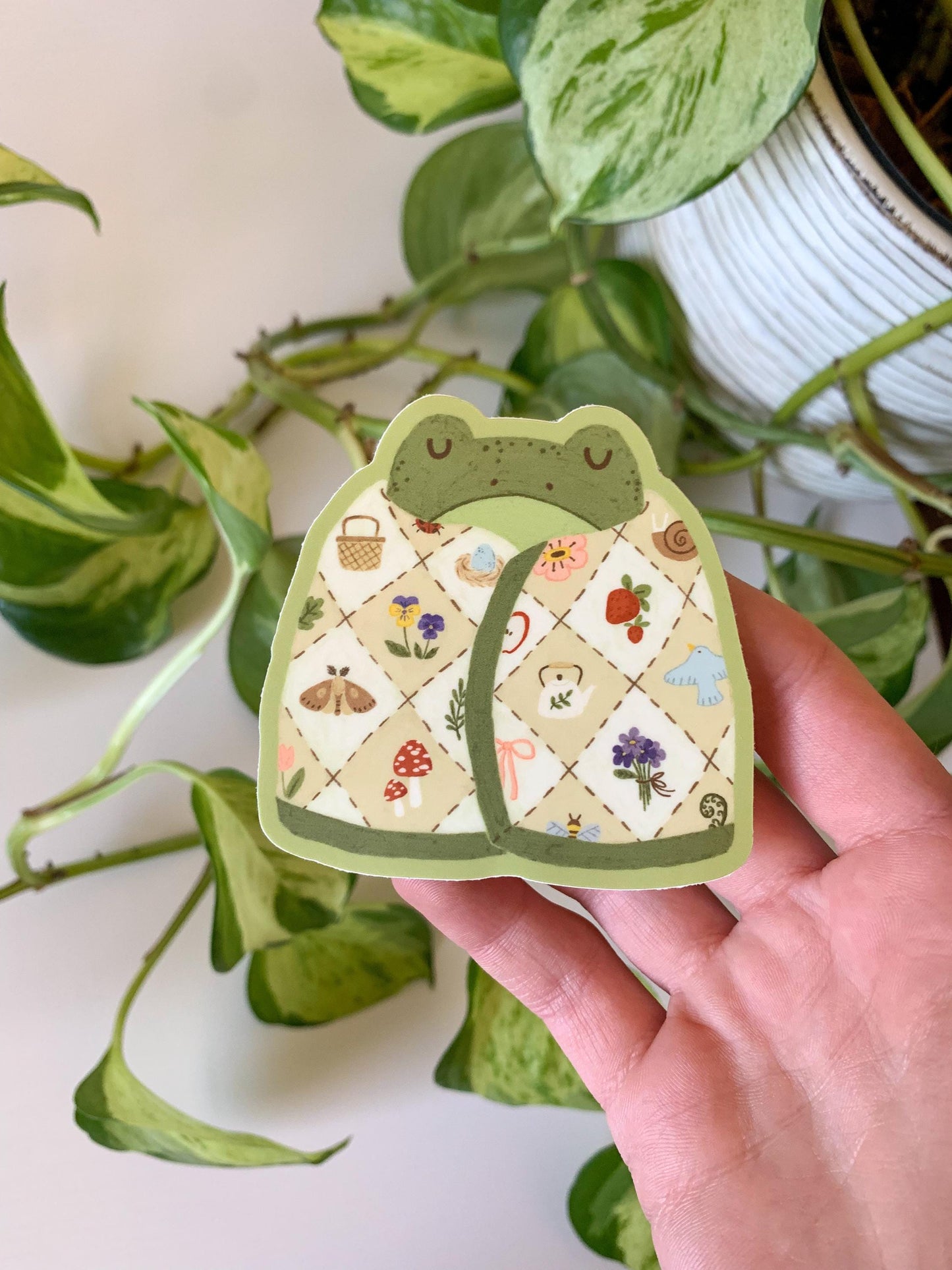 Cottage Quilt Frog Sticker