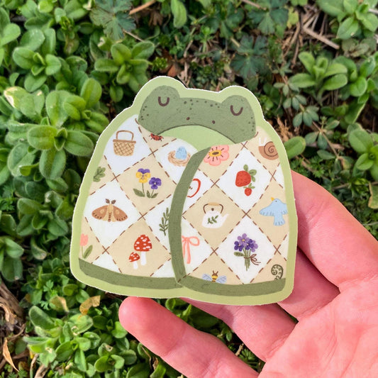 Cottage Quilt Frog Sticker