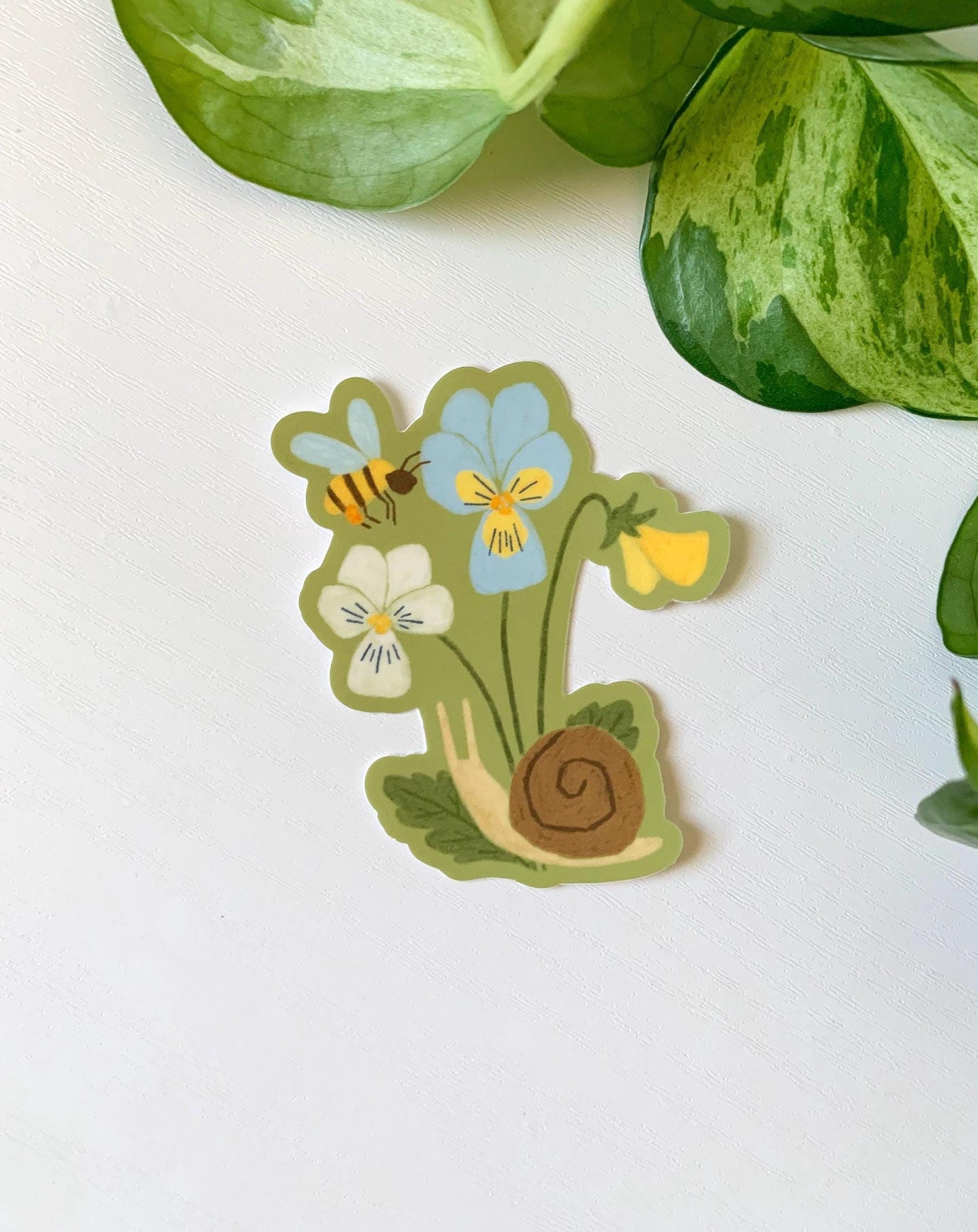 Pansy Snail Sticker | Floral Cottagecore Decal | Durable Waterproof Vinyl