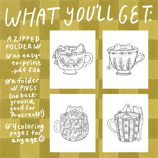 Printable Teacup Frog Coloring Pages
