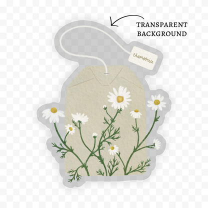 Floral Chamomile Teabag Sticker