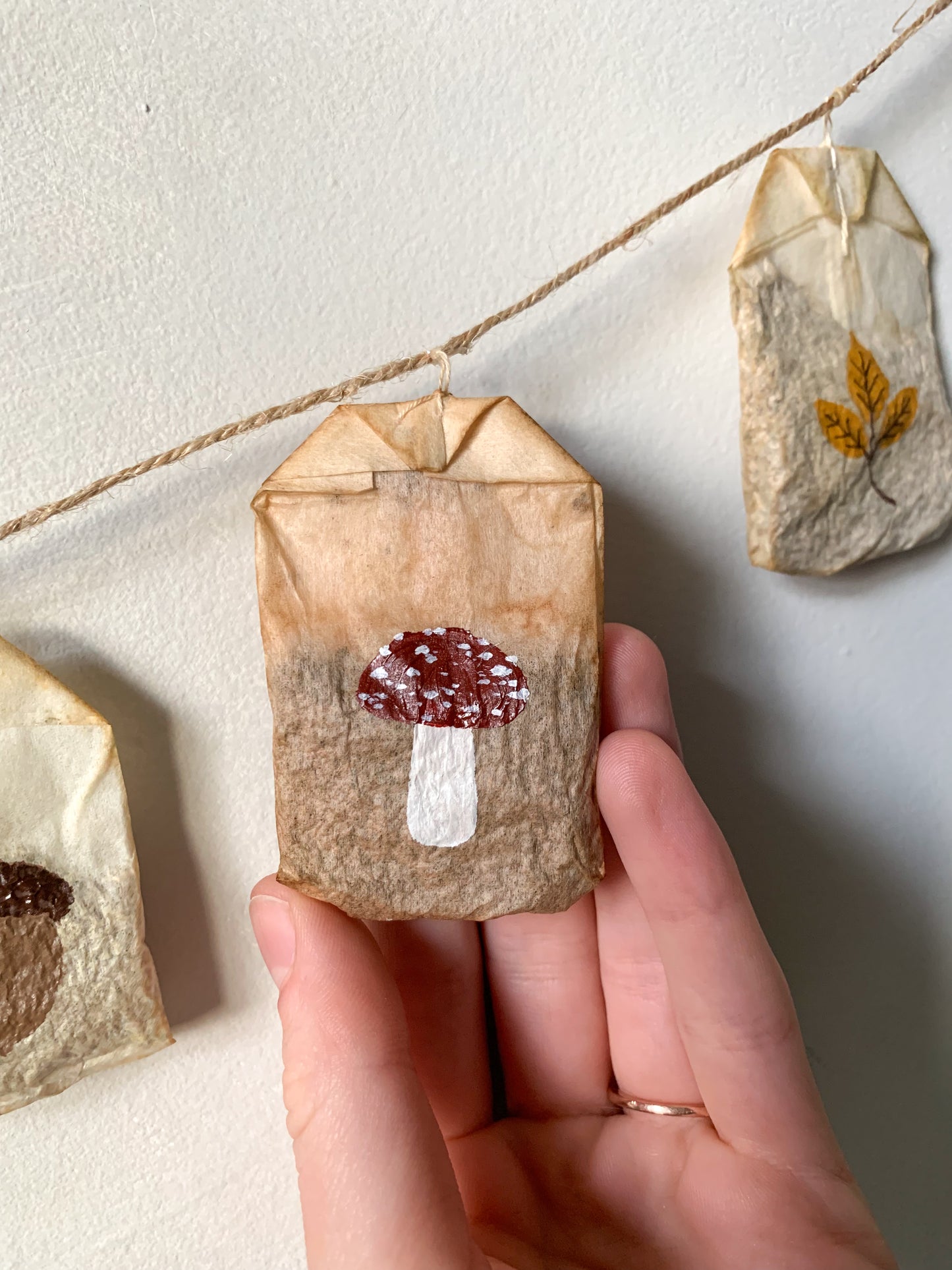 Autumnal Hand Painted Teabag Garland