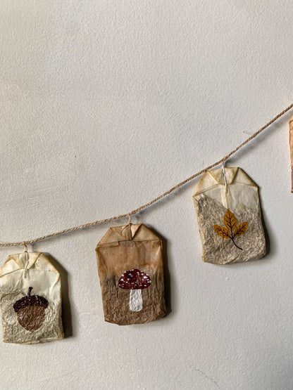 Autumnal Hand Painted Teabag Garland