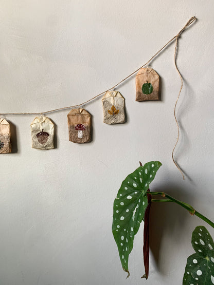 Autumnal Hand Painted Teabag Garland