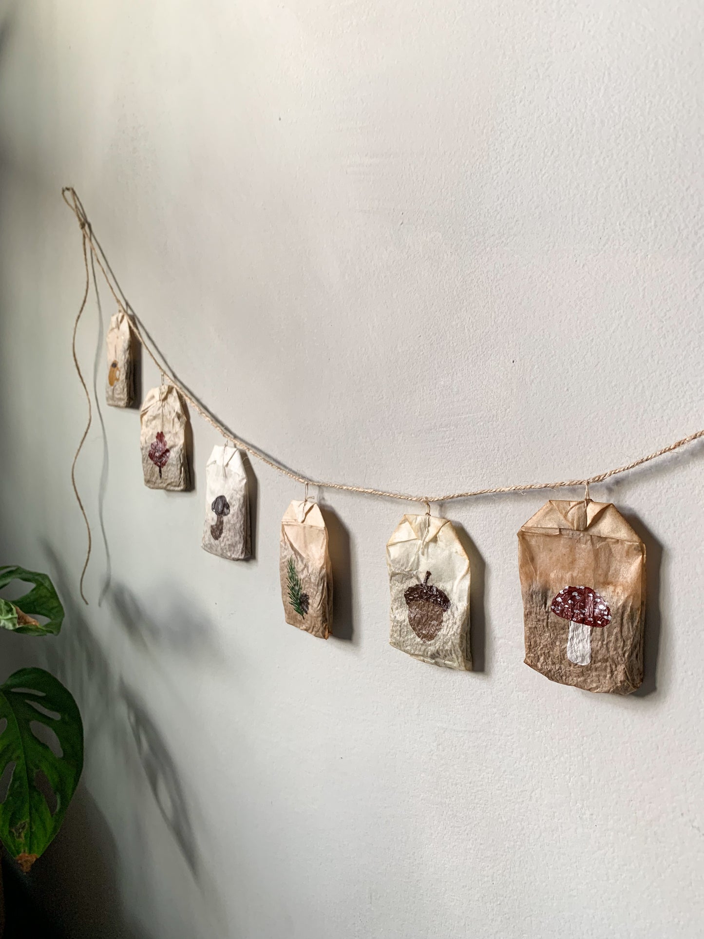 Autumnal Hand Painted Teabag Garland