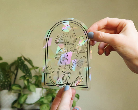 Mushroom Suncatcher Sticker: Clustered Bonnets