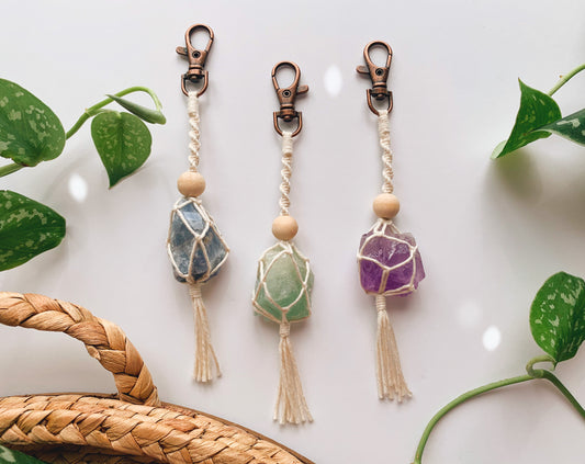 Macrame Crystal Keychain