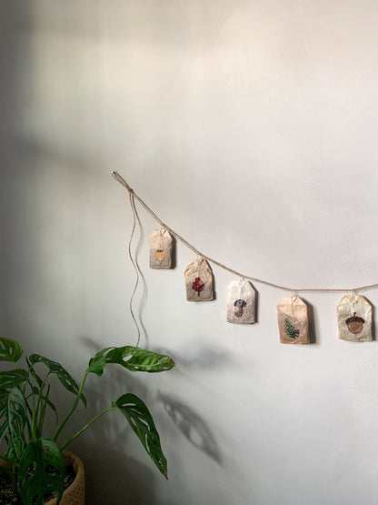 Autumnal Hand Painted Teabag Garland