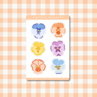 Pastel Pansies Sticker Sheet