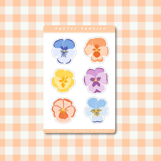 Pastel Pansies Sticker Sheet