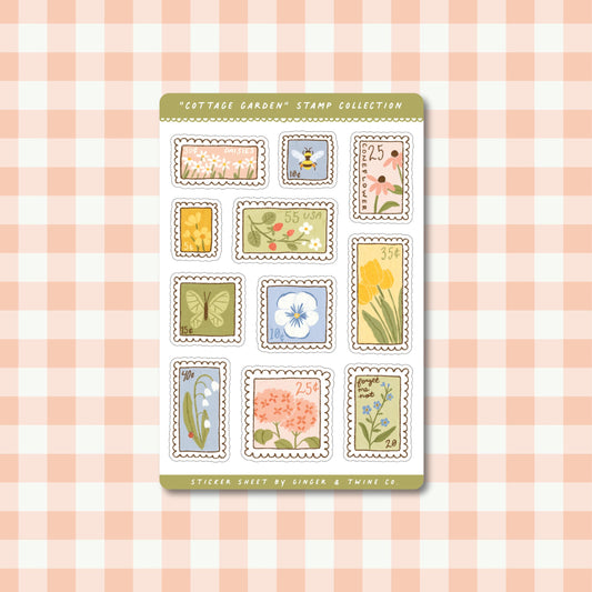 Cottage Garden Stamp Collection Sticker Sheet