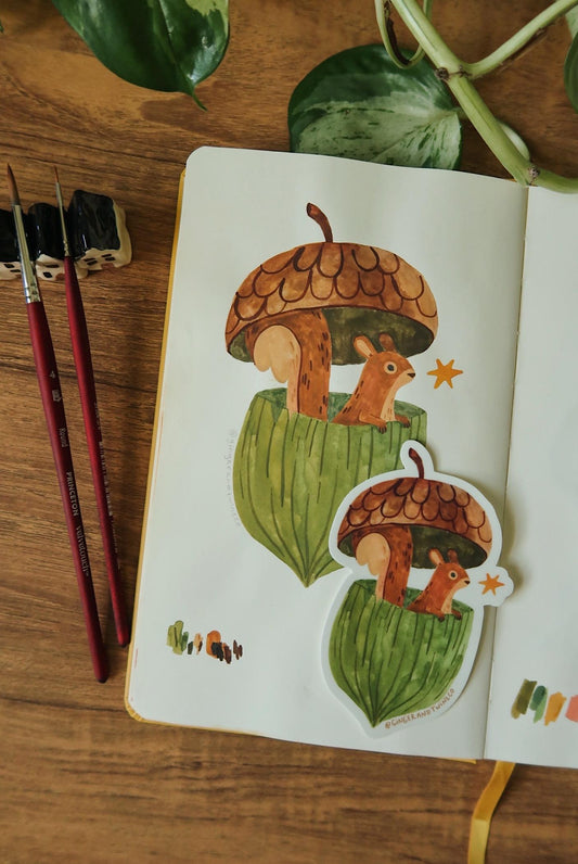 Acorn Squirrel Sticker