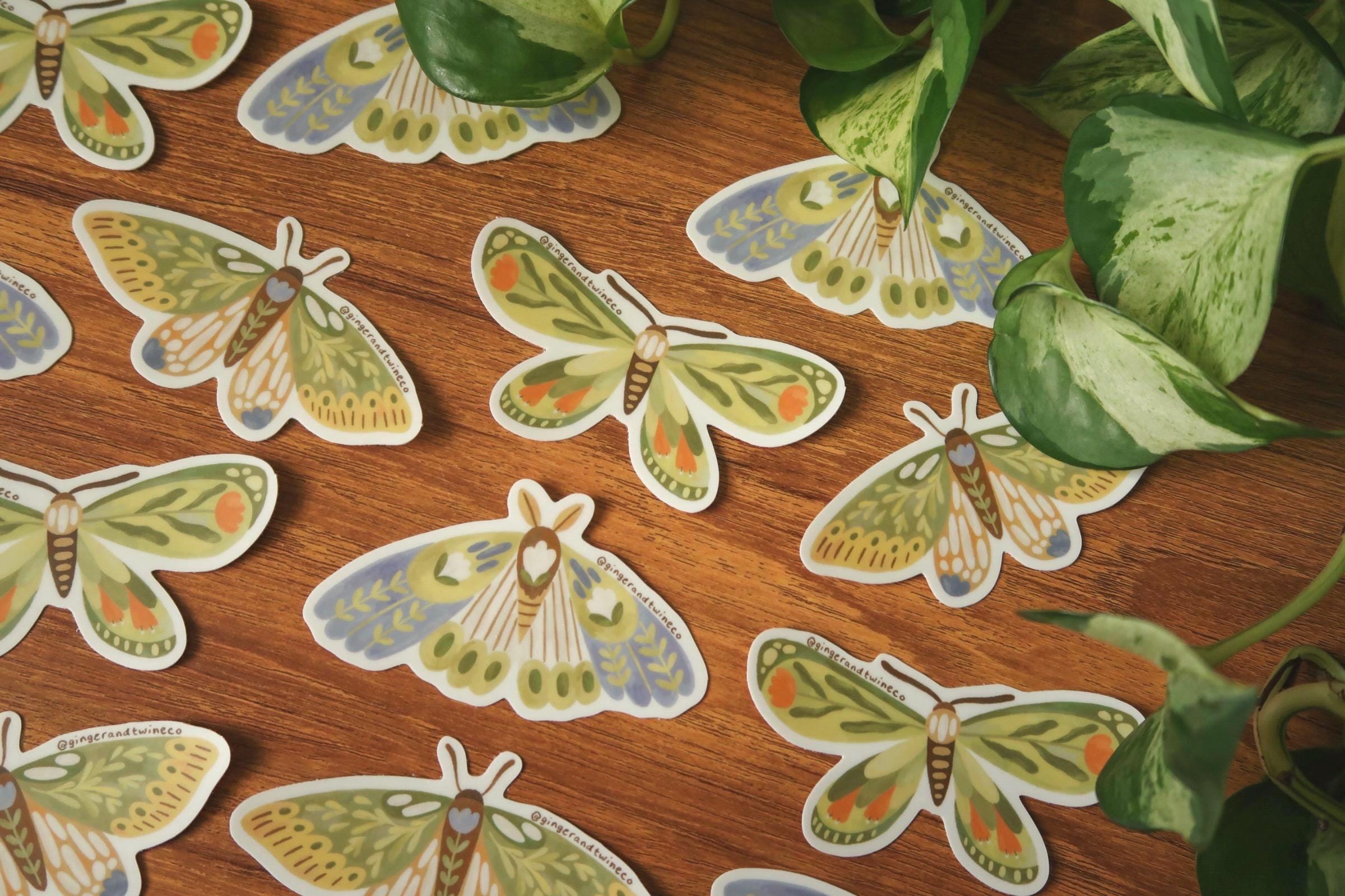 Botanical Moths Sticker Pack