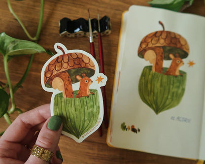 Acorn Squirrel Sticker