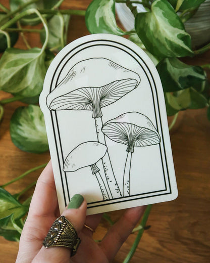 Little Brown Mushrooms Suncatcher Sticker | Adhesive Window Decal