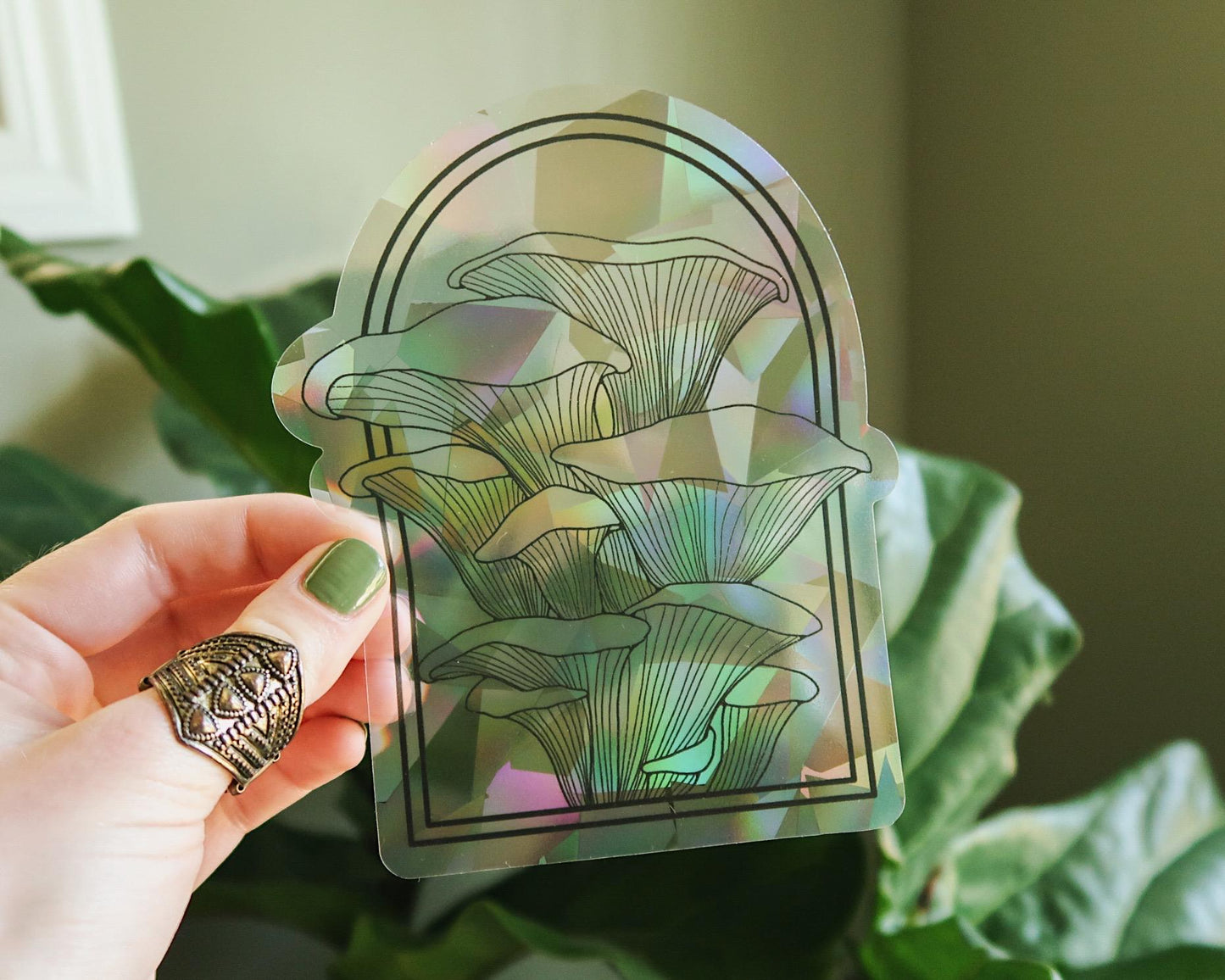 Chanterelle Mushroom Suncatcher Sticker | Adhesive Window Decal