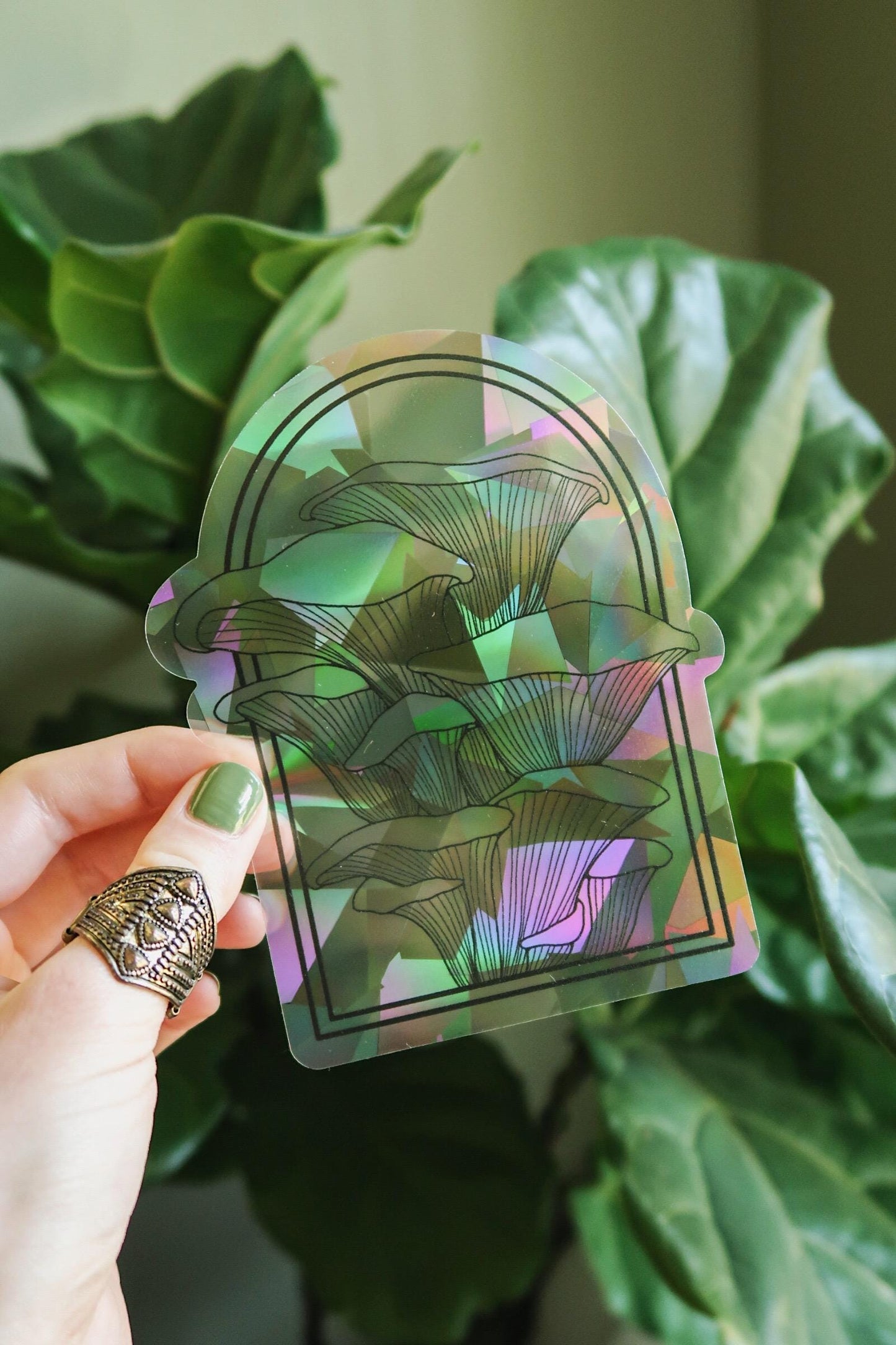 Chanterelle Mushroom Suncatcher Sticker | Adhesive Window Decal