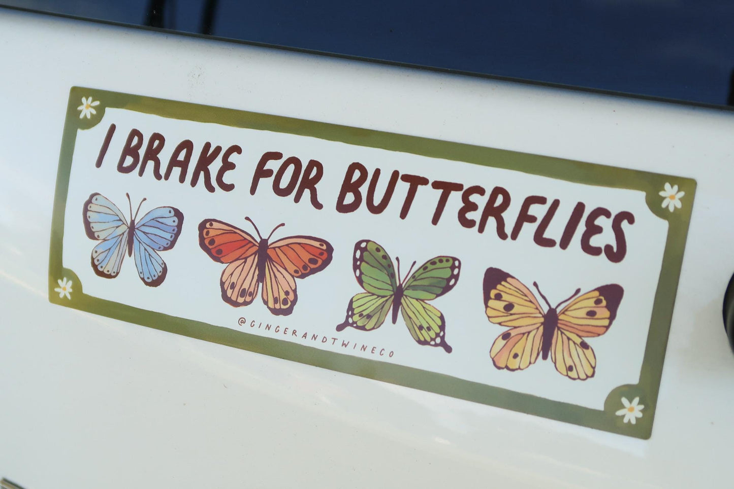 I Brake for Butterflies Car Decal | Bumper Sticker or Magnet