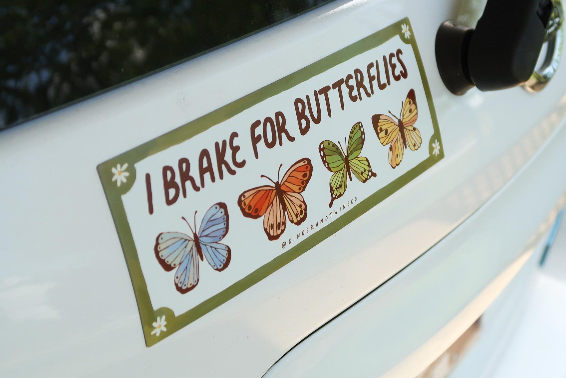 I Brake for Butterflies Car Decal | Bumper Sticker or Magnet