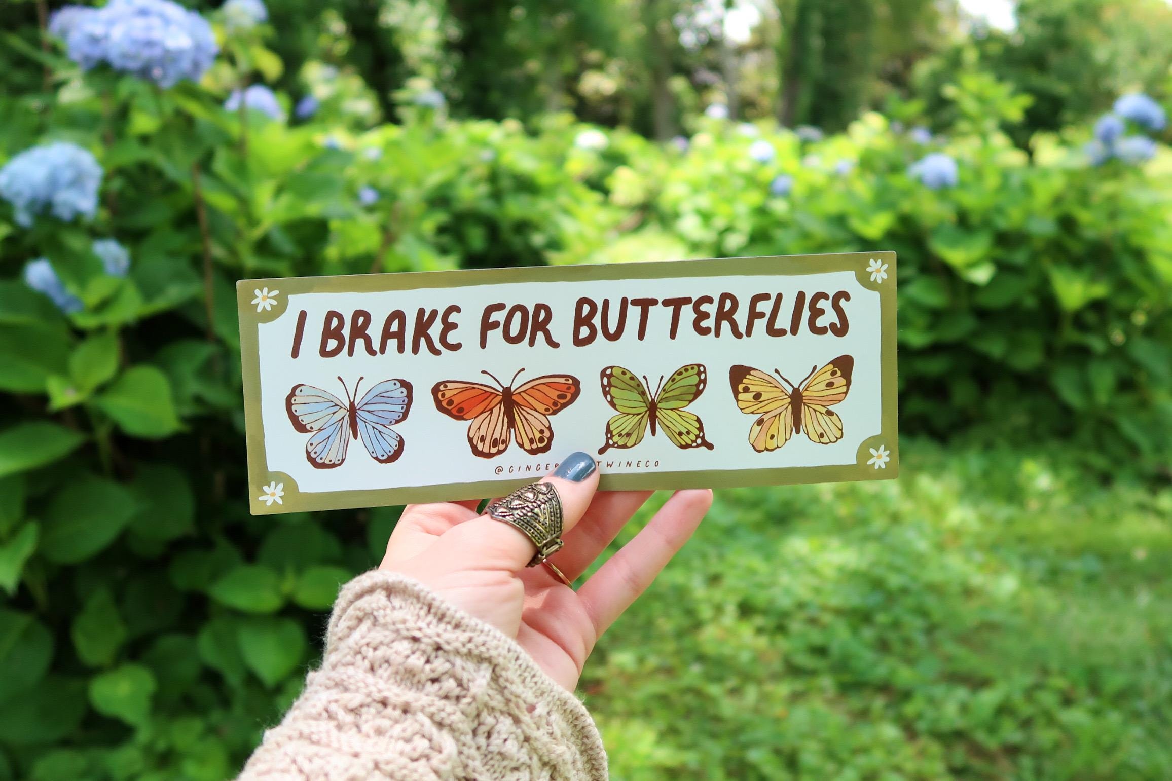 I Brake for Butterflies Car Decal | Bumper Sticker or Magnet