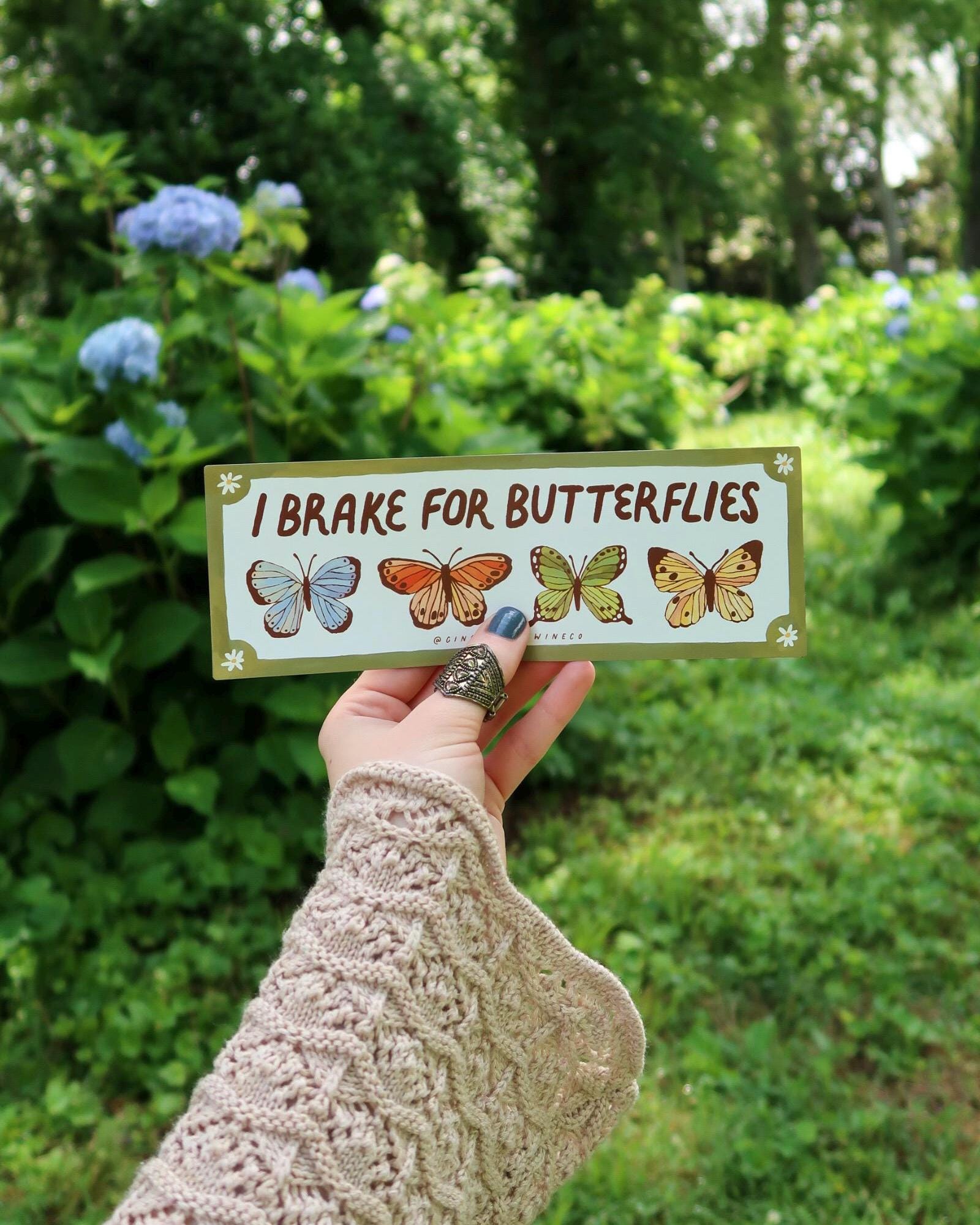 I Brake for Butterflies Car Decal | Bumper Sticker or Magnet