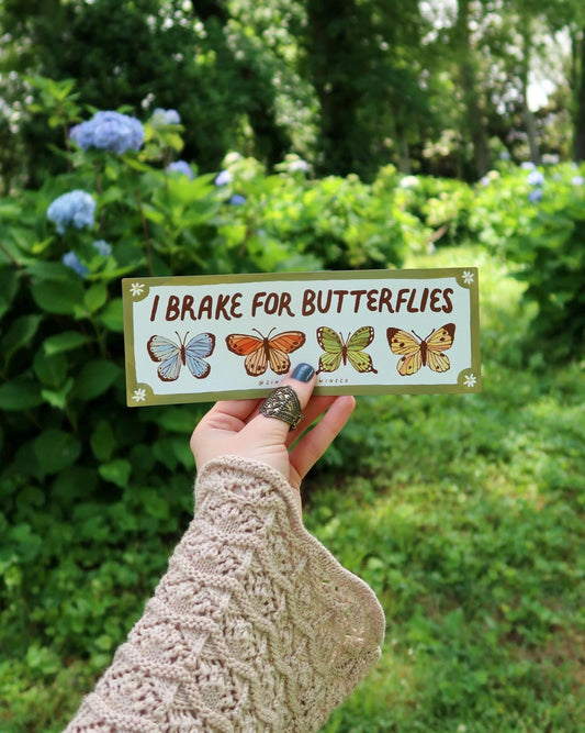 I Brake for Butterflies Car Decal | Bumper Sticker or Magnet