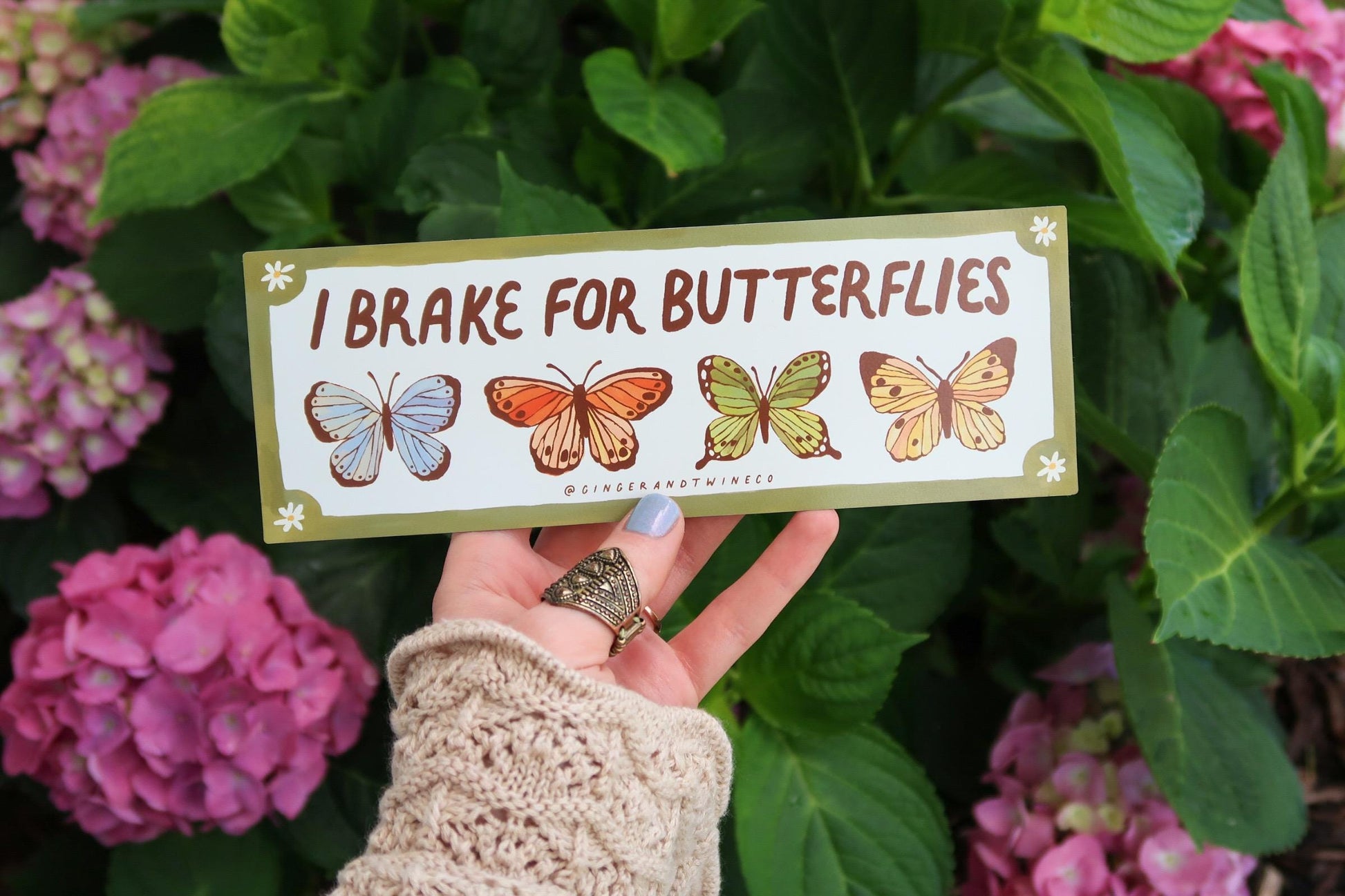I Brake for Butterflies Car Decal | Bumper Sticker or Magnet