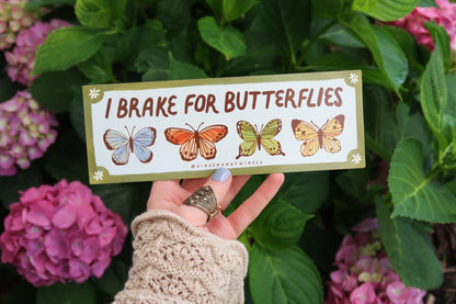 I Brake for Butterflies Car Decal | Bumper Sticker or Magnet