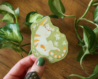 Butterscotch the Daisy Cat Sticker | Durable Waterproof Vinyl