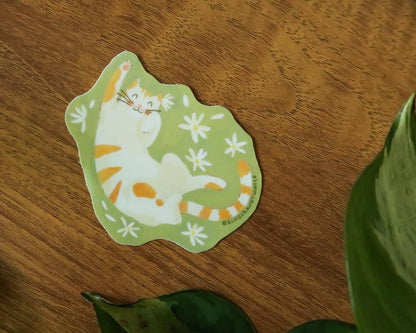 Butterscotch the Daisy Cat Sticker | Durable Waterproof Vinyl