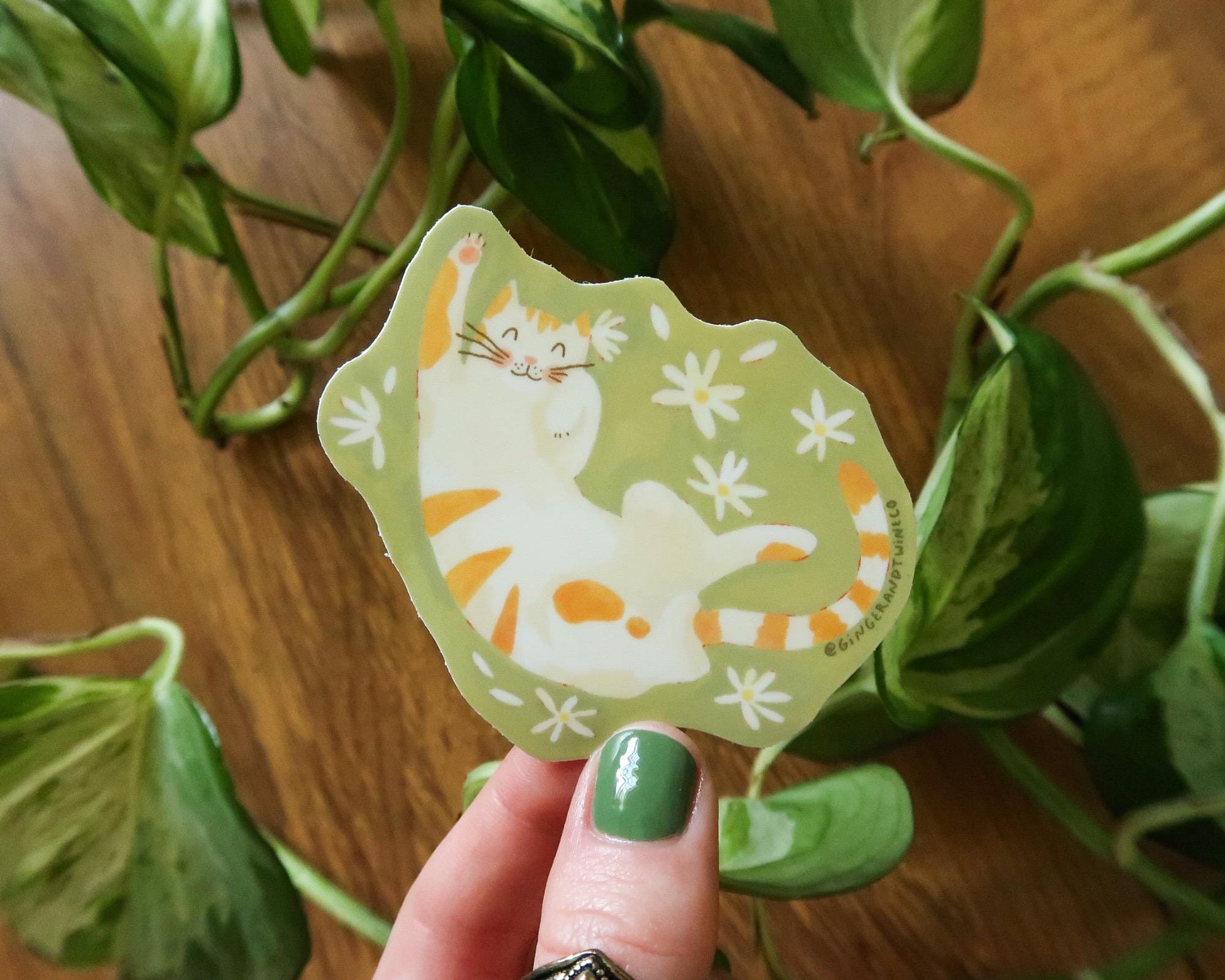 Butterscotch the Daisy Cat Sticker | Durable Waterproof Vinyl