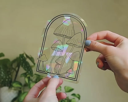 Mushroom Suncatcher Sticker: Clustered Bonnets