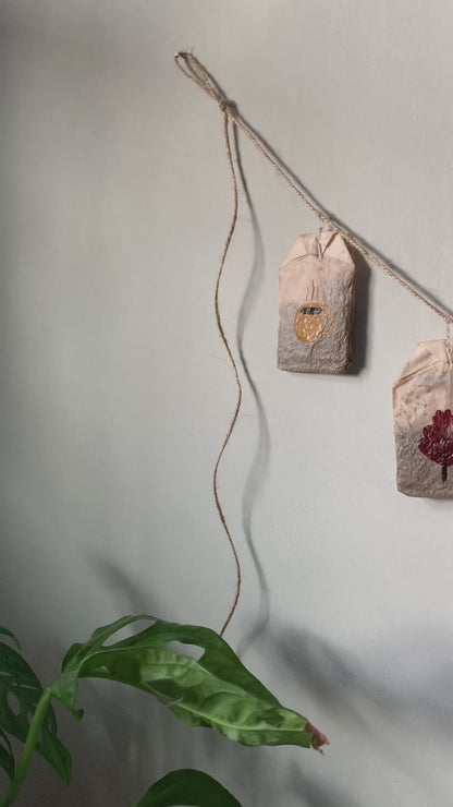 Autumnal Hand Painted Teabag Garland